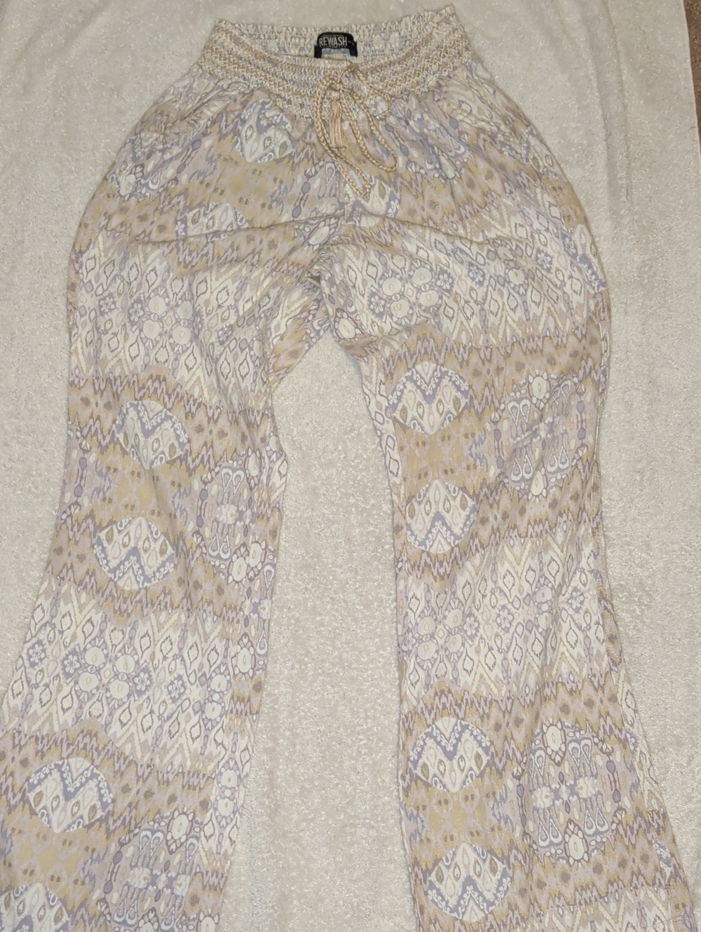 American Original Rewash Boho Wide Leg Pants Linen Blend Y2K